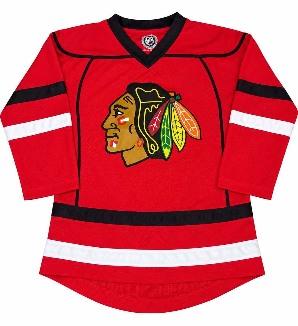 NHL Chicago Blackhawks Youth Red Replica Hockey Jersey Size L/G 10/12